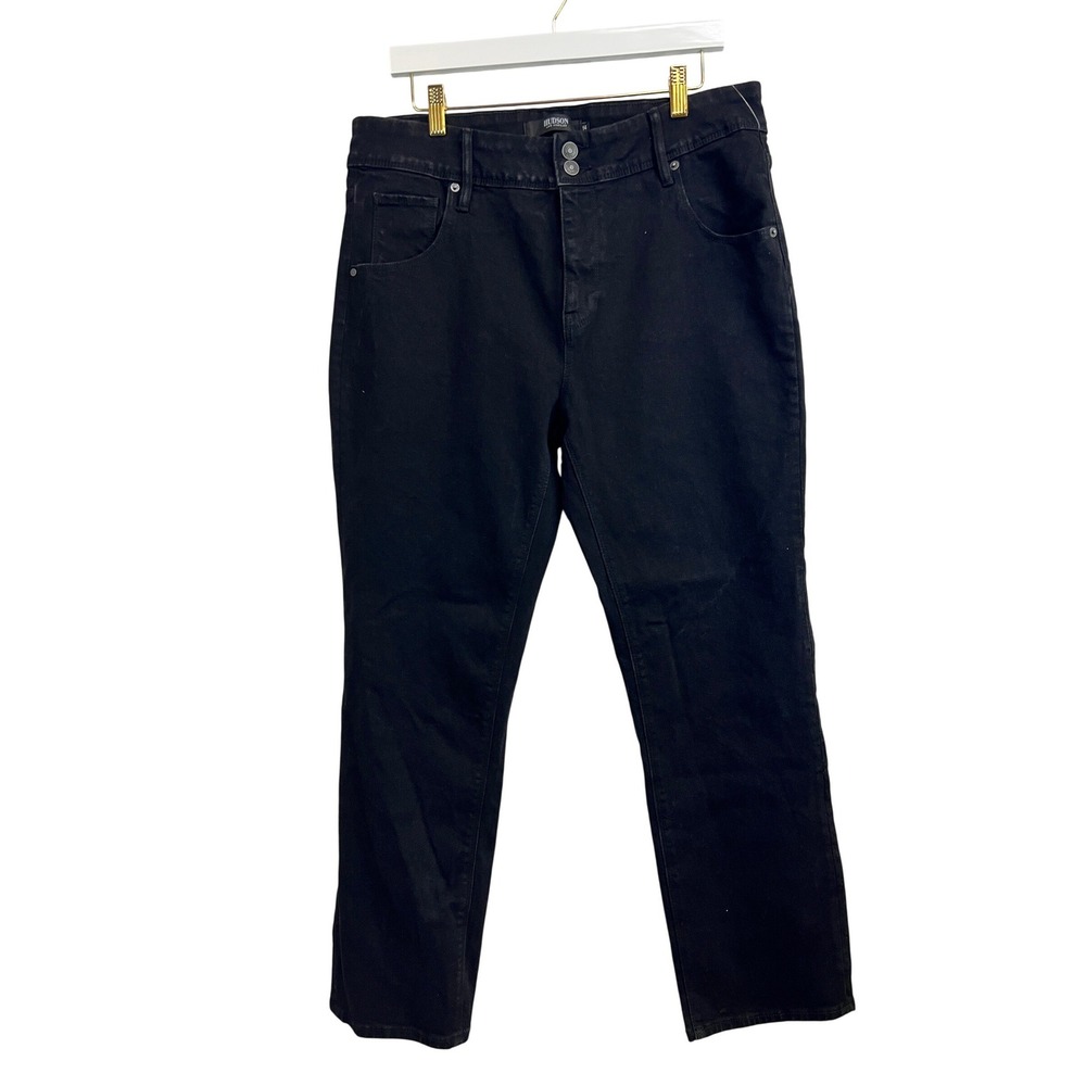 Hudson Jeans Straight‎ Leg Women 14 Black Excellent Flap Pocket Double Button